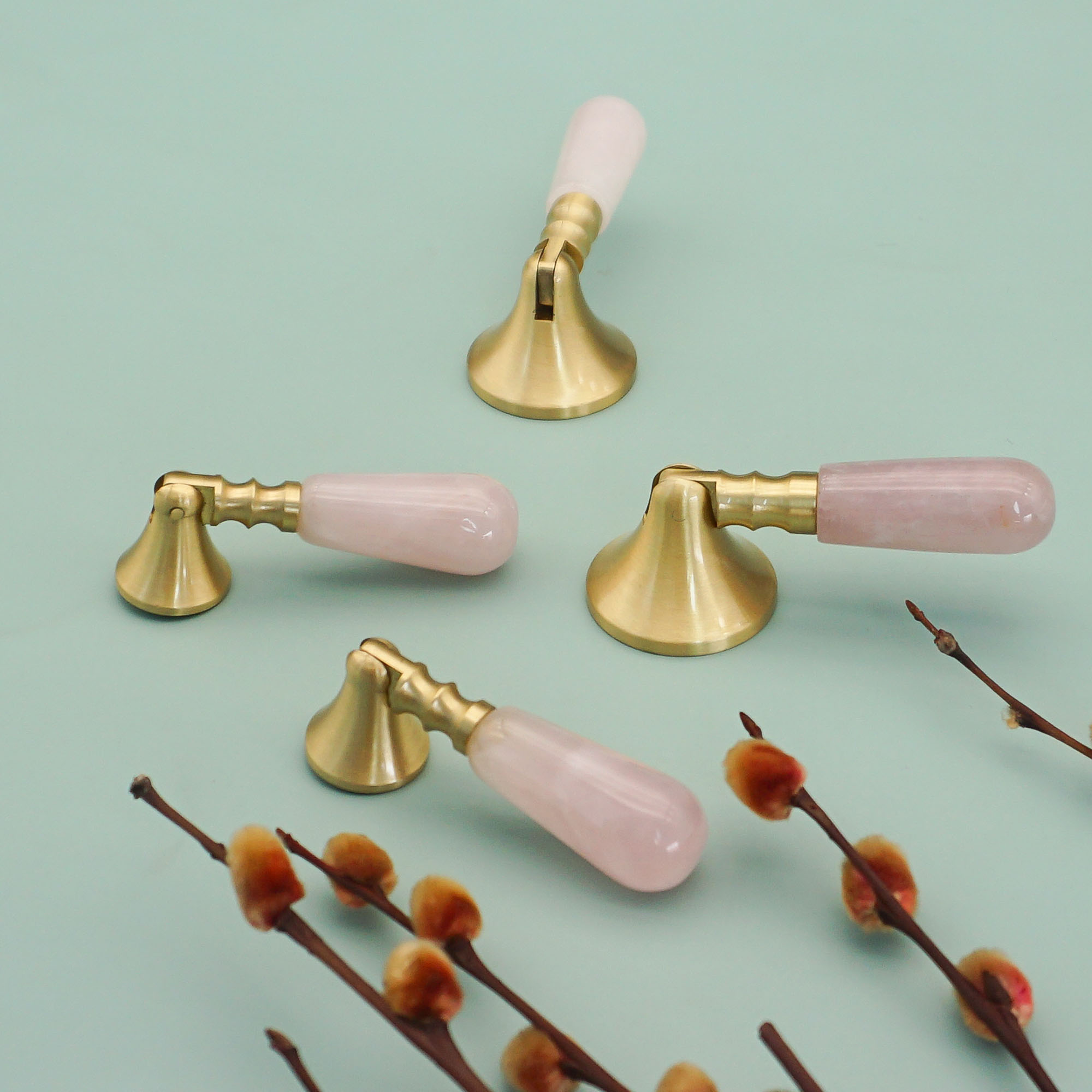 Różowe Kryształowe + Mosiężne  – Furniture Hardware Drop Pulls recenzja i cena
